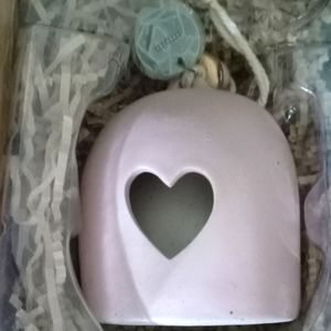 Mom Beautiful heart cutout soft pink Bell Decor 12"×5" Ceramic by Demaco